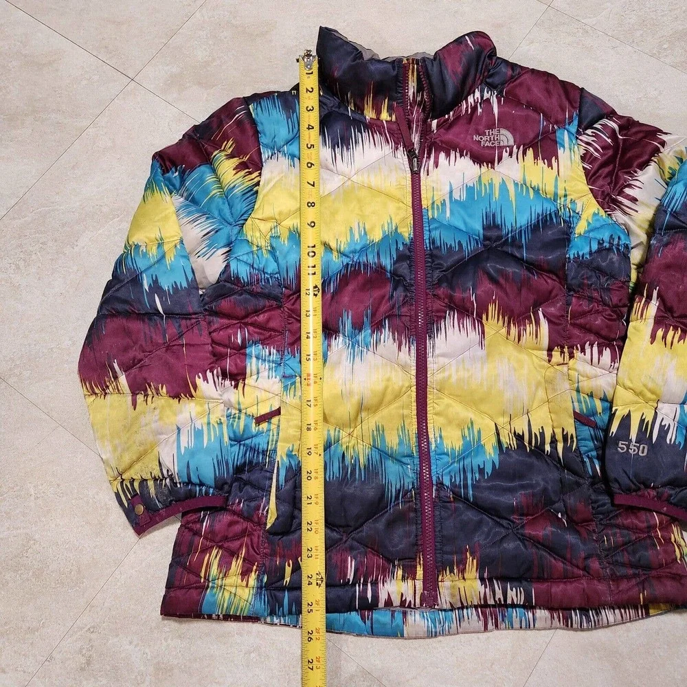 The North‎ Face Girls XL 18 Paint Splatter Multicolor Puffer 550 Quilted Jacket